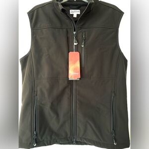 NWT! Mens 33,000 ft. Waterproof Black Fleece Lined Softshell Vest Pockets Medium